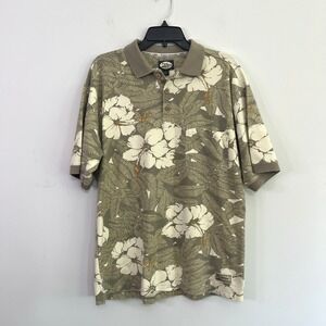 Tommy Bahama Men's Medium Green Tropical Hibiscus Floral Print Relaxed Fit Shirt